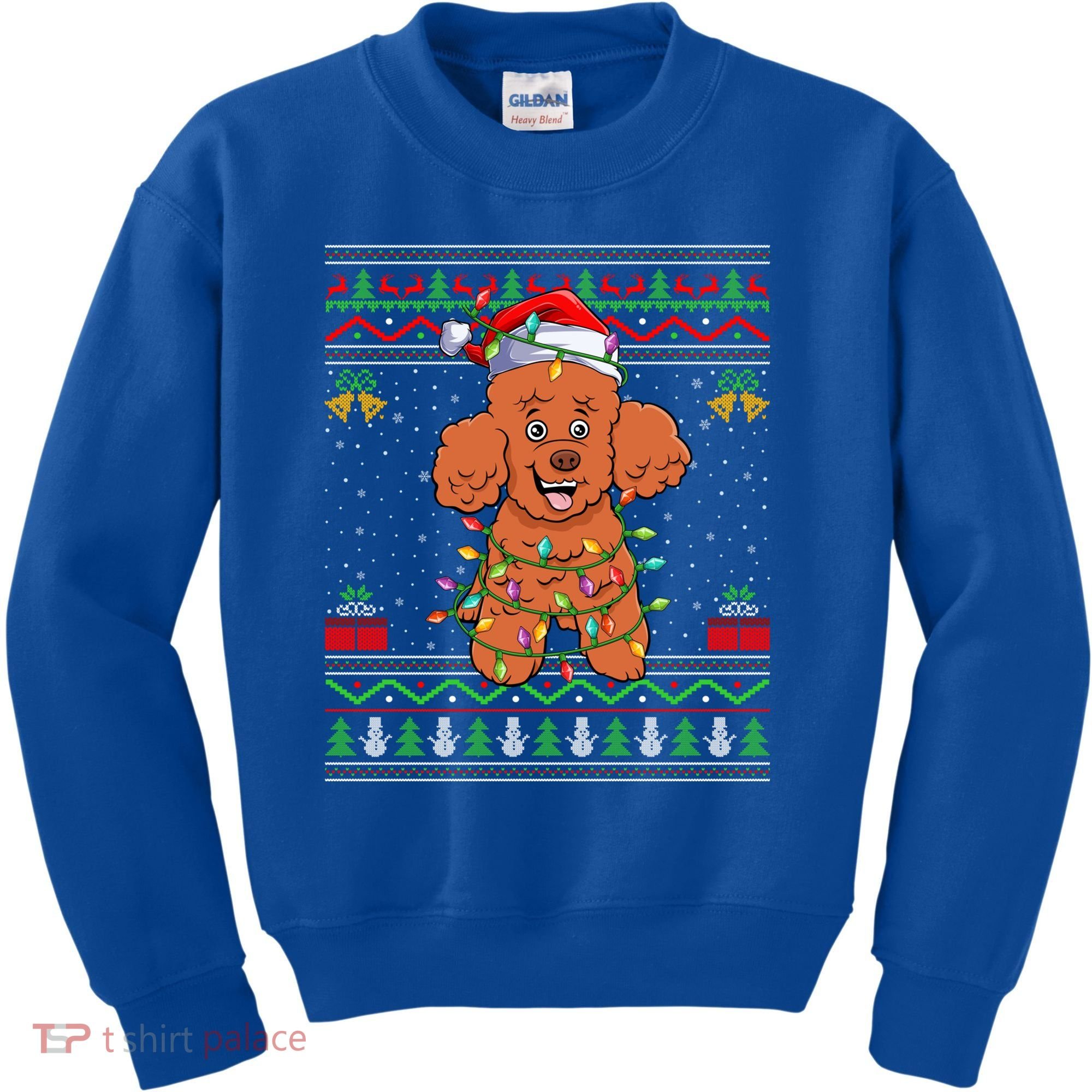 Ugly Xmas Sweater Style Santa Poodle Dog Christmas Gift Kids Sweatshirt