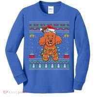 Ugly Xmas Sweater Style Santa Poodle Dog Christmas Gift Kids Long Sleeve Shirt thumb 0