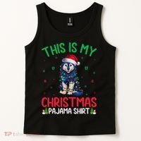 Ugly Xmas Tree Santa Alaskan Klee Kai Dog Christmas Pajama Tank Top thumb 2