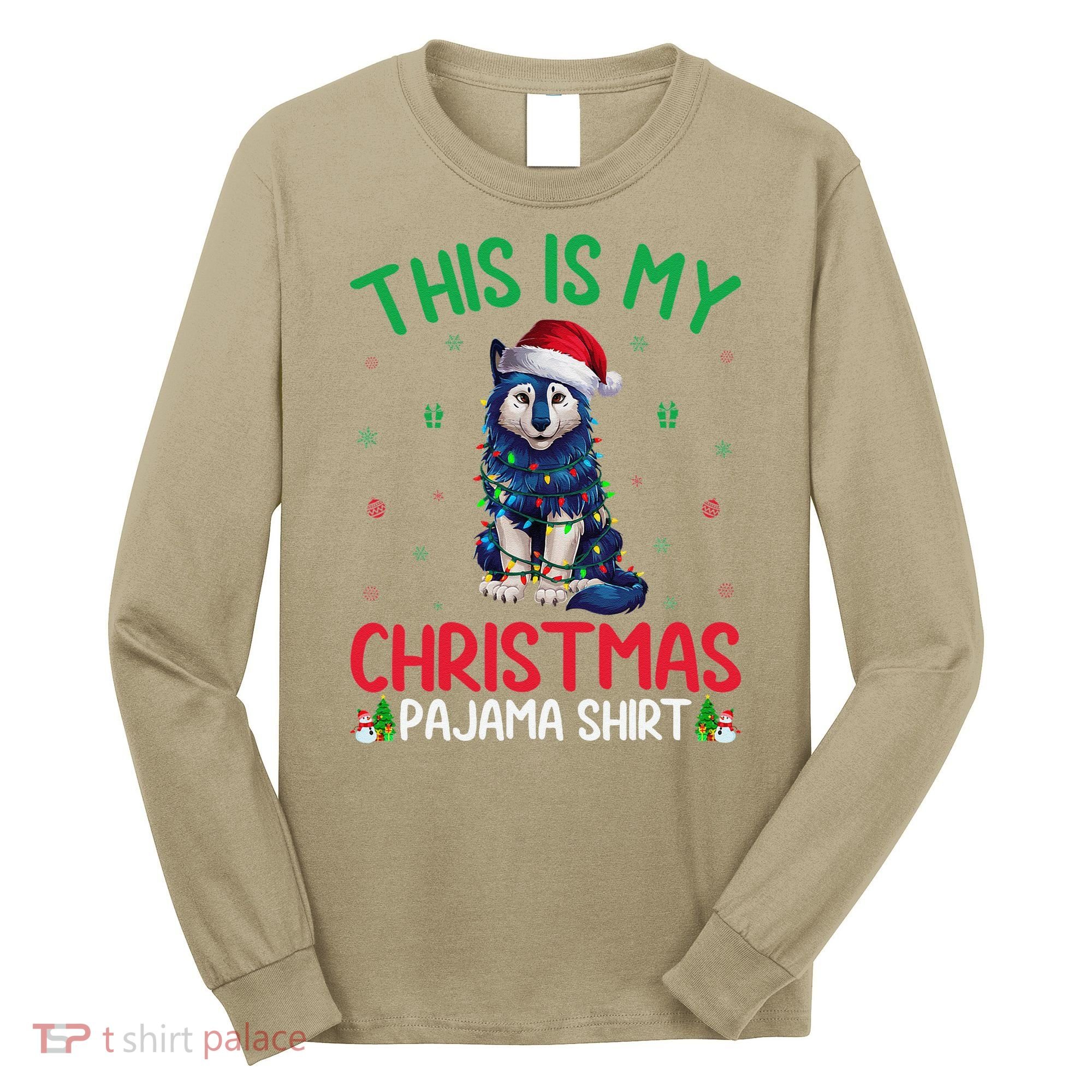 Ugly Xmas Tree Santa Alaskan Klee Kai Dog Christmas Pajama Long Sleeve Shirt