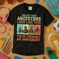 Unless Your Ancestors American YouRe Probably An Immigrant Kids T-Shirt thumb 3