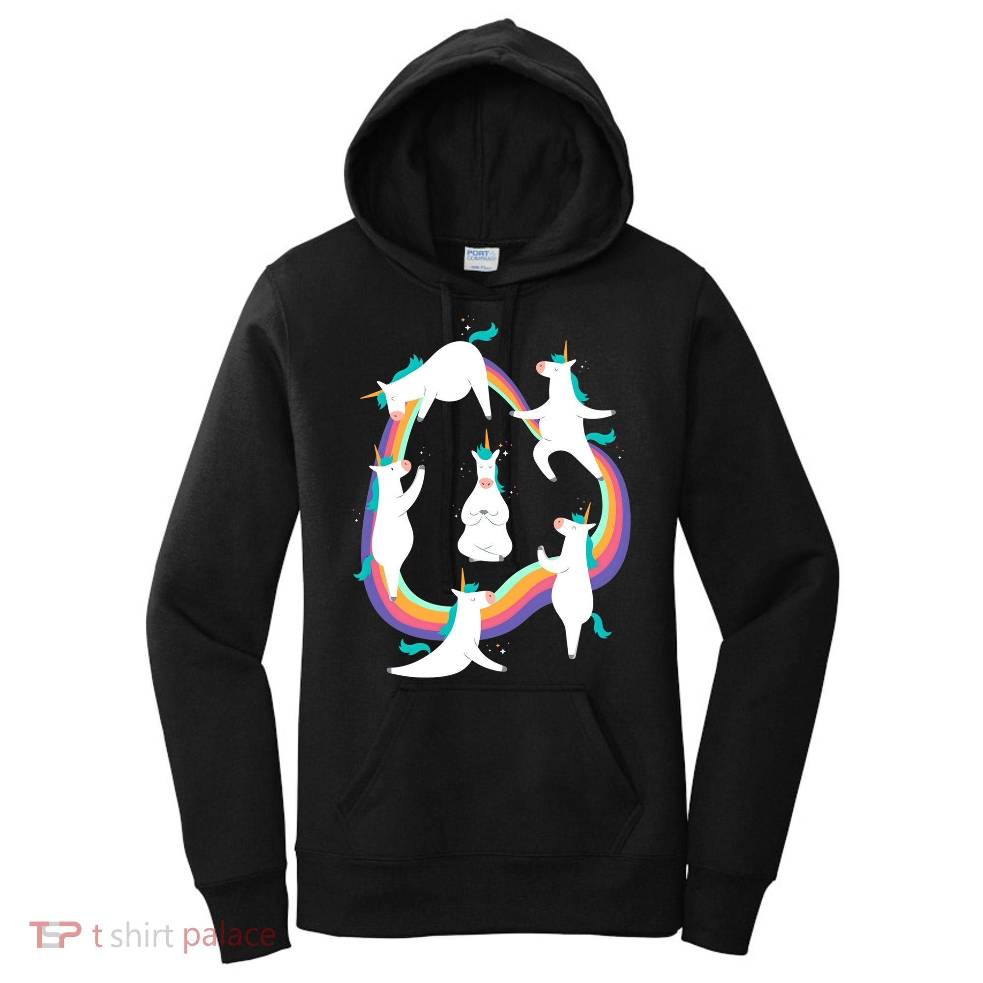 Unicorn Yoga Sun Salutation Poses Rainbow Meme Gift Women's Hoodie
