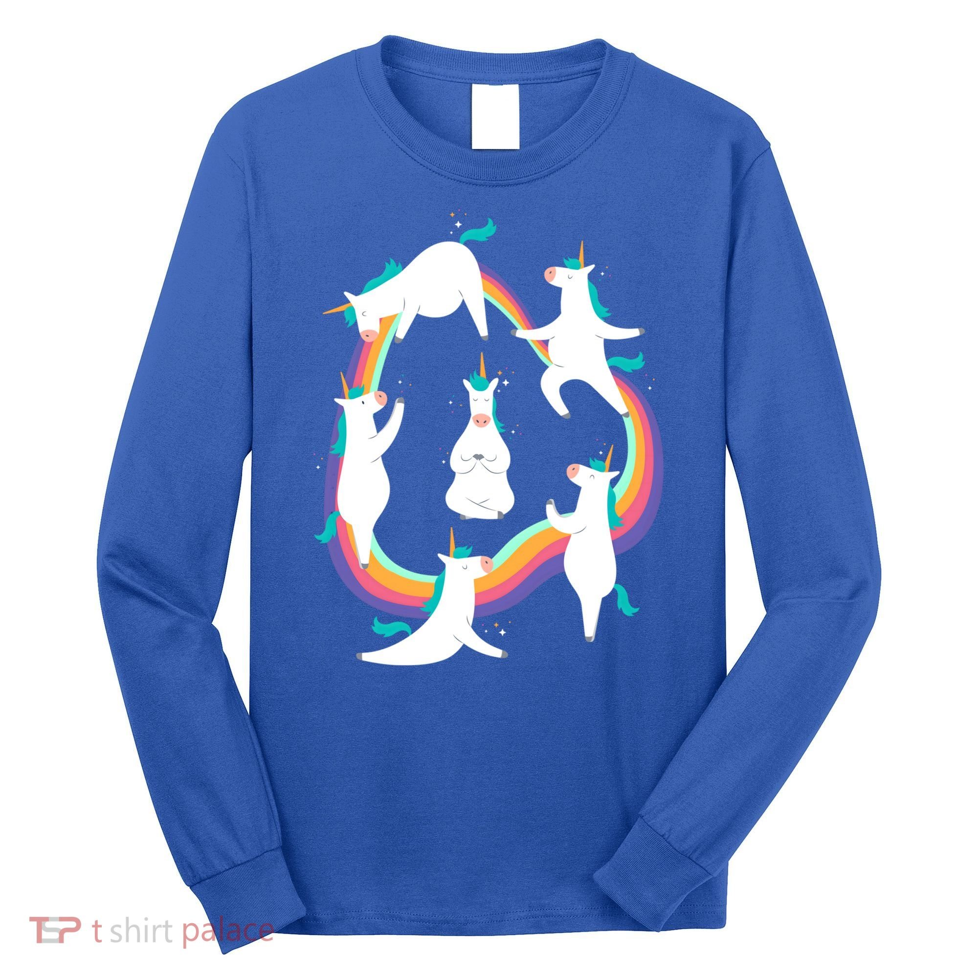 Unicorn Yoga Sun Salutation Poses Rainbow Meme Gift Long Sleeve Shirt