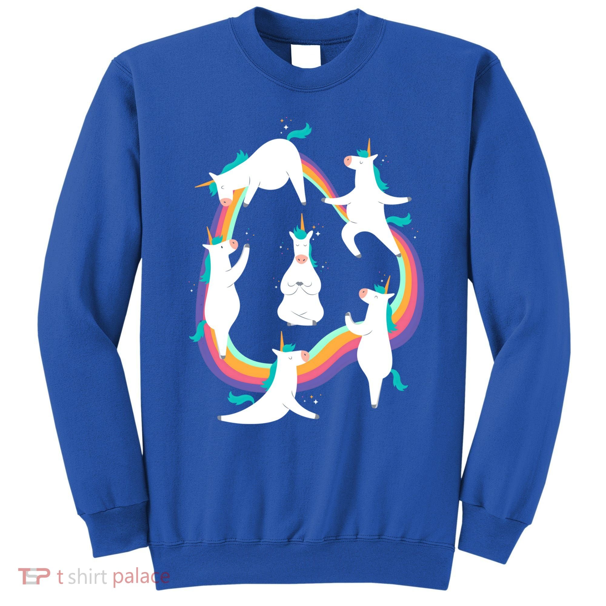 Unicorn Yoga Sun Salutation Poses Rainbow Meme Gift Sweatshirt