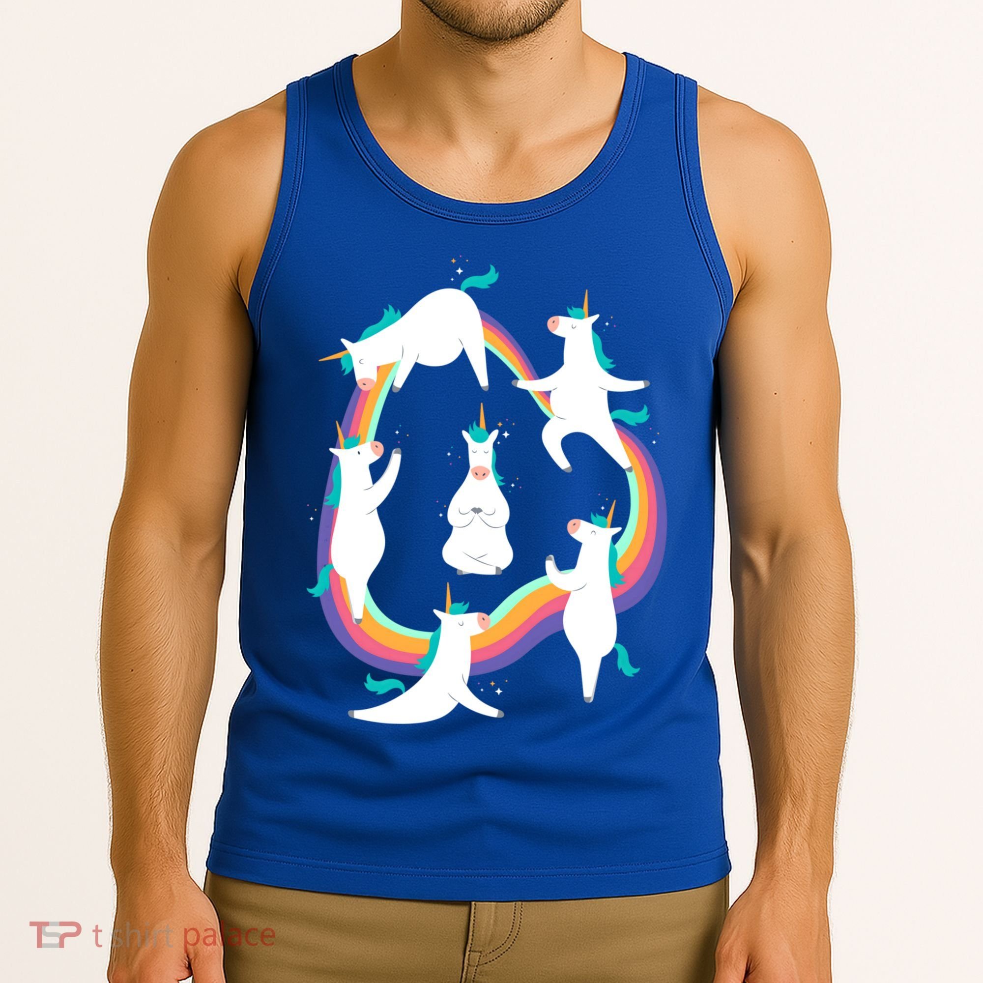 Unicorn Yoga Sun Salutation Poses Rainbow Meme Gift Tank Top