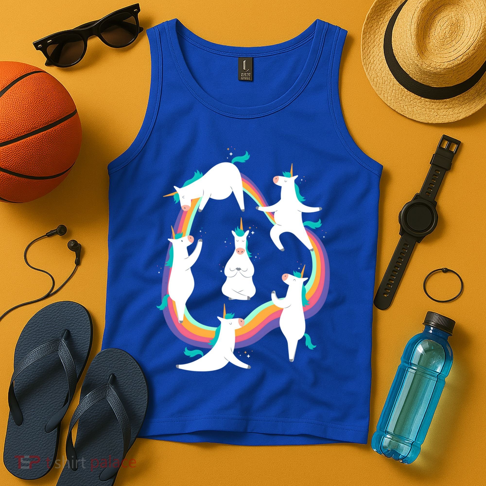 Unicorn Yoga Sun Salutation Poses Rainbow Meme Gift Tank Top