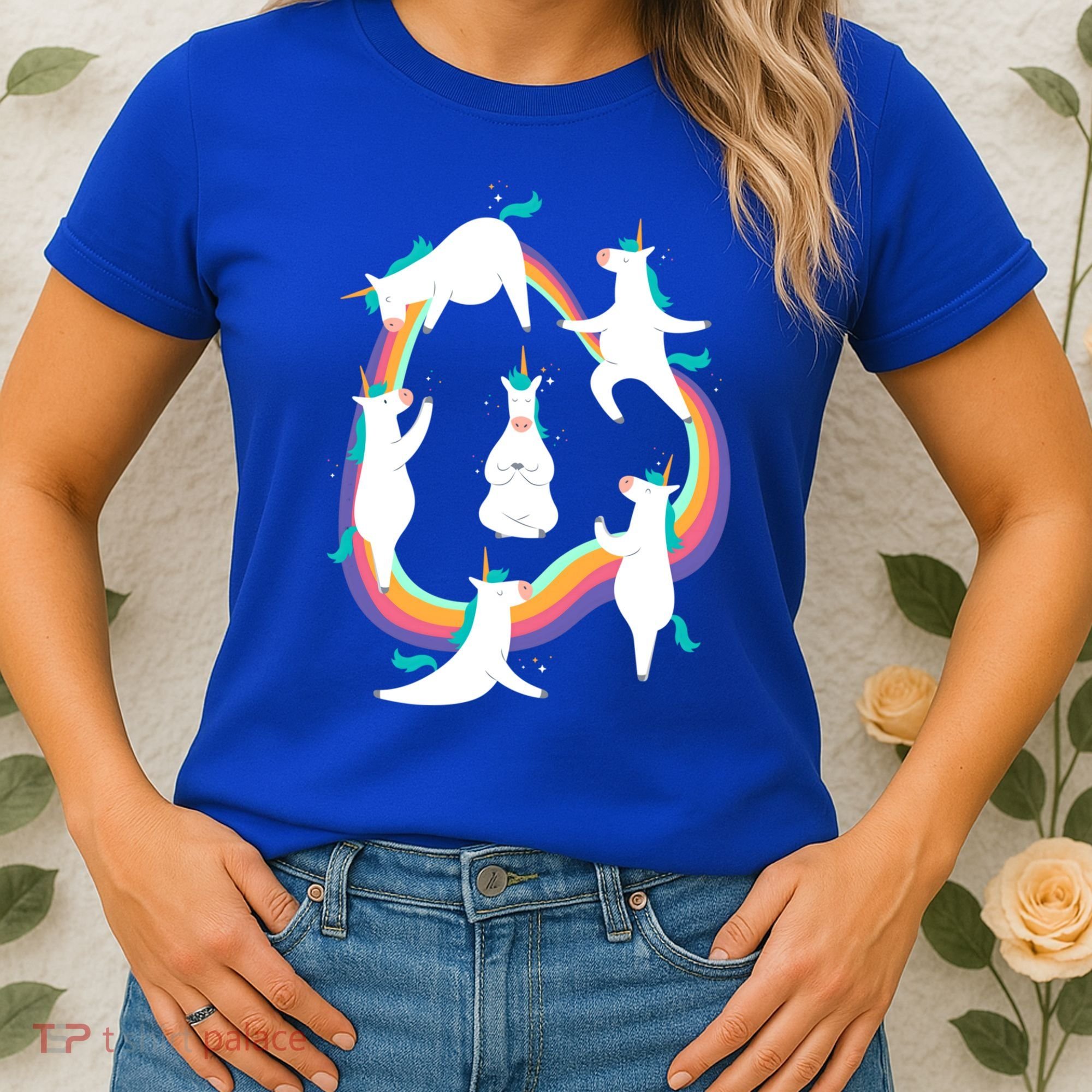 Unicorn Yoga Sun Salutation Poses Rainbow Meme Gift Women's T-Shirt
