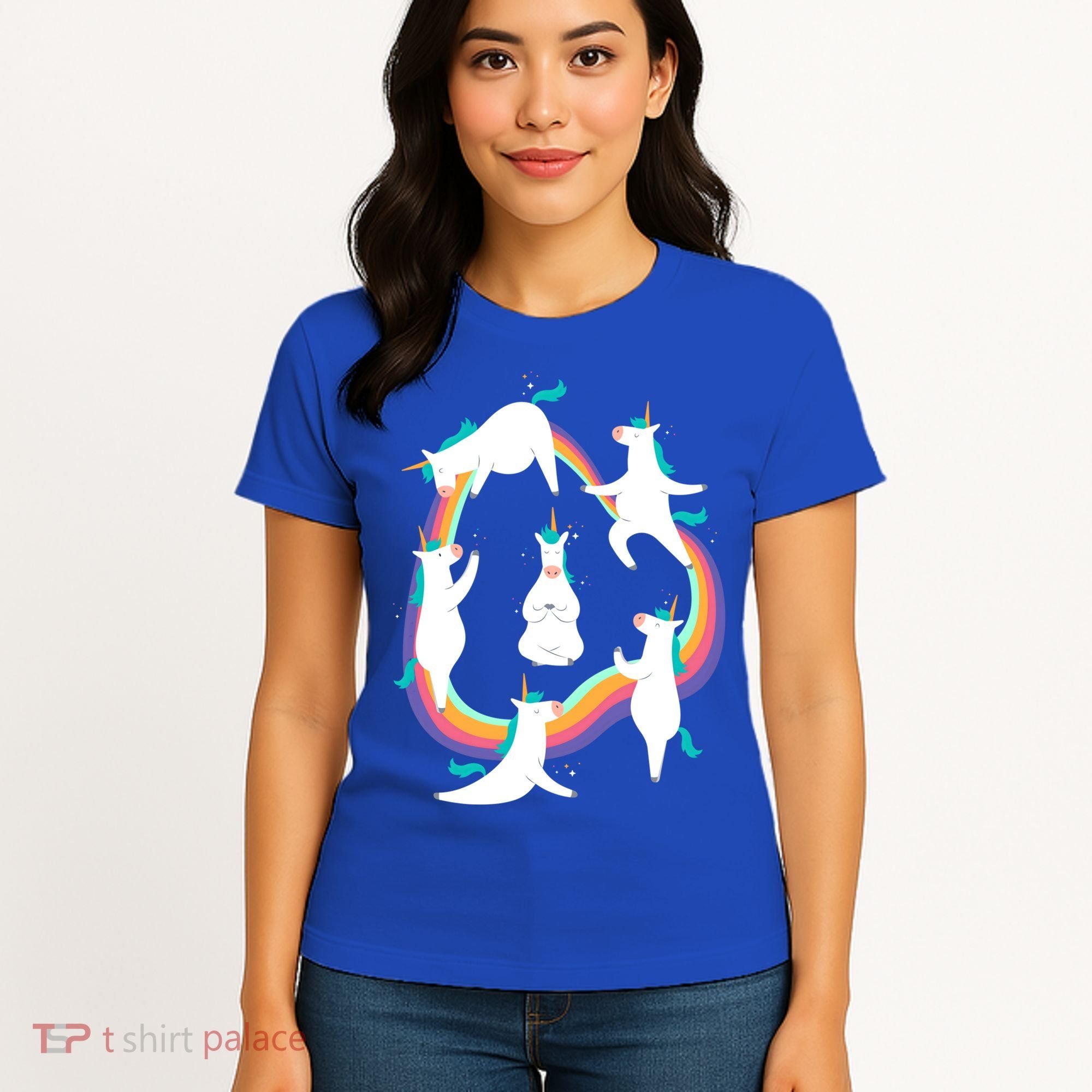 Unicorn Yoga Sun Salutation Poses Rainbow Meme Gift Women's T-Shirt