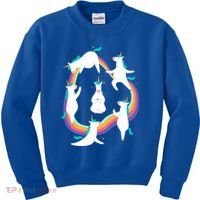 Unicorn Yoga Sun Salutation Poses Rainbow Meme Gift Kids Sweatshirt thumb 0