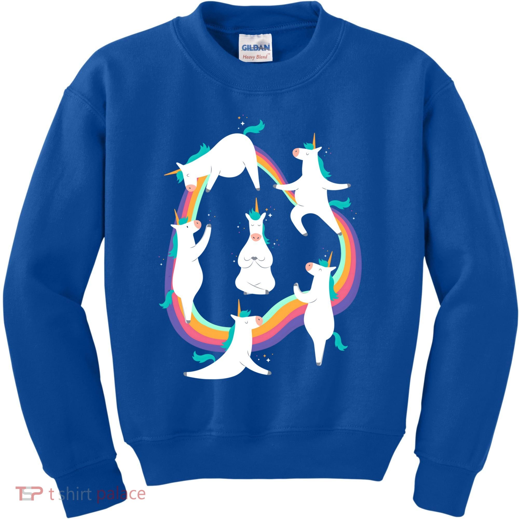 Unicorn Yoga Sun Salutation Poses Rainbow Meme Gift Kids Sweatshirt