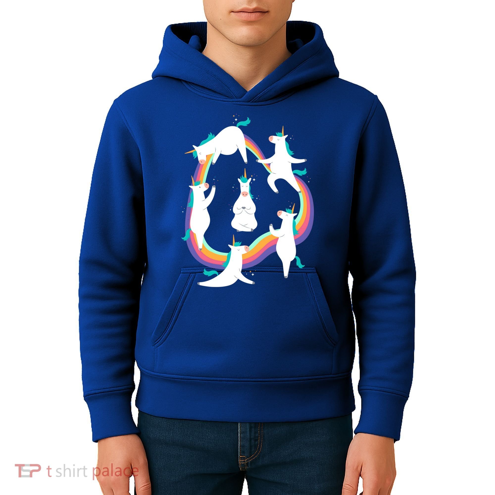 Unicorn Yoga Sun Salutation Poses Rainbow Meme Gift Kids Hoodie