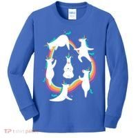 Unicorn Yoga Sun Salutation Poses Rainbow Meme Gift Kids Long Sleeve Shirt thumb 0