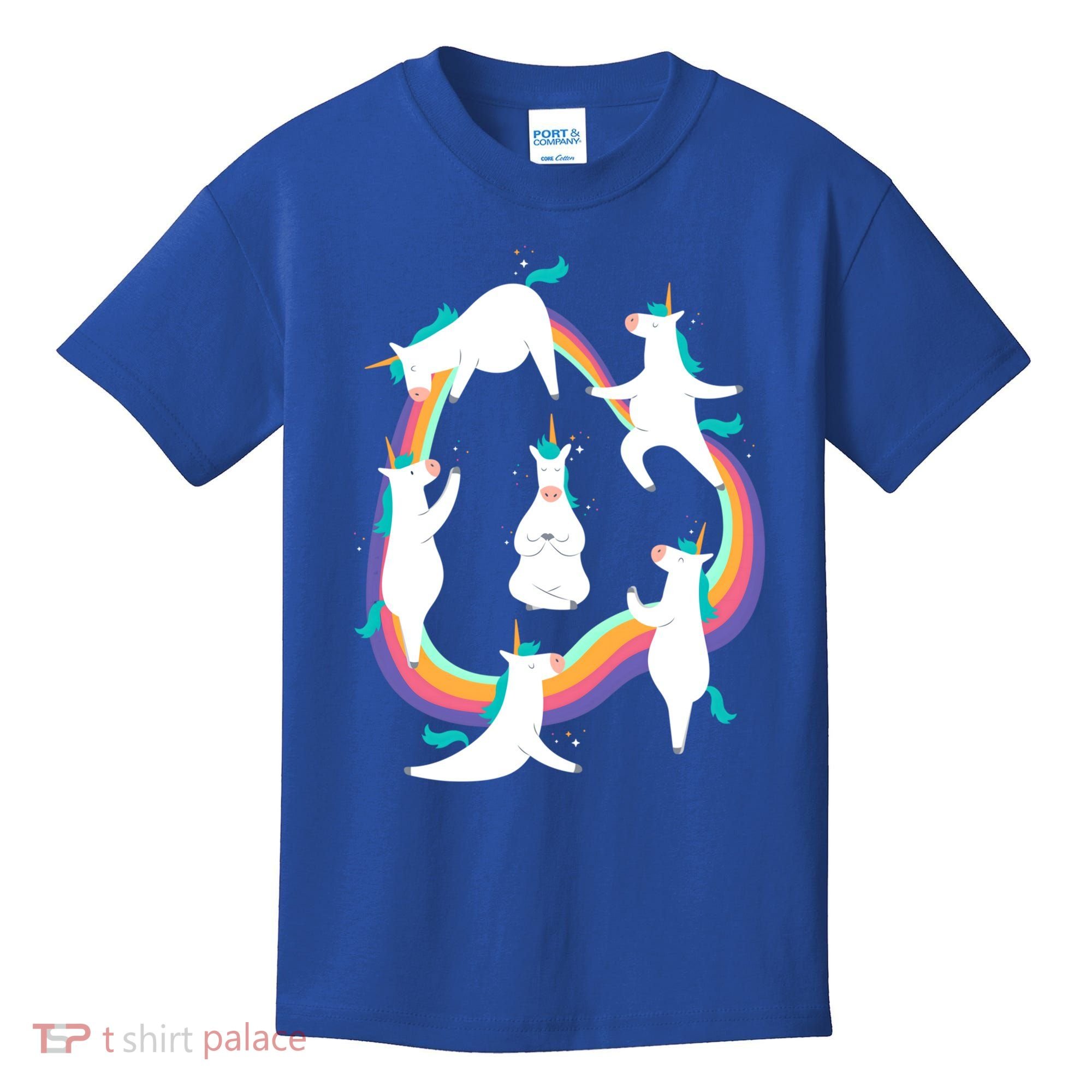 Unicorn Yoga Sun Salutation Poses Rainbow Meme Gift Kids T-Shirt