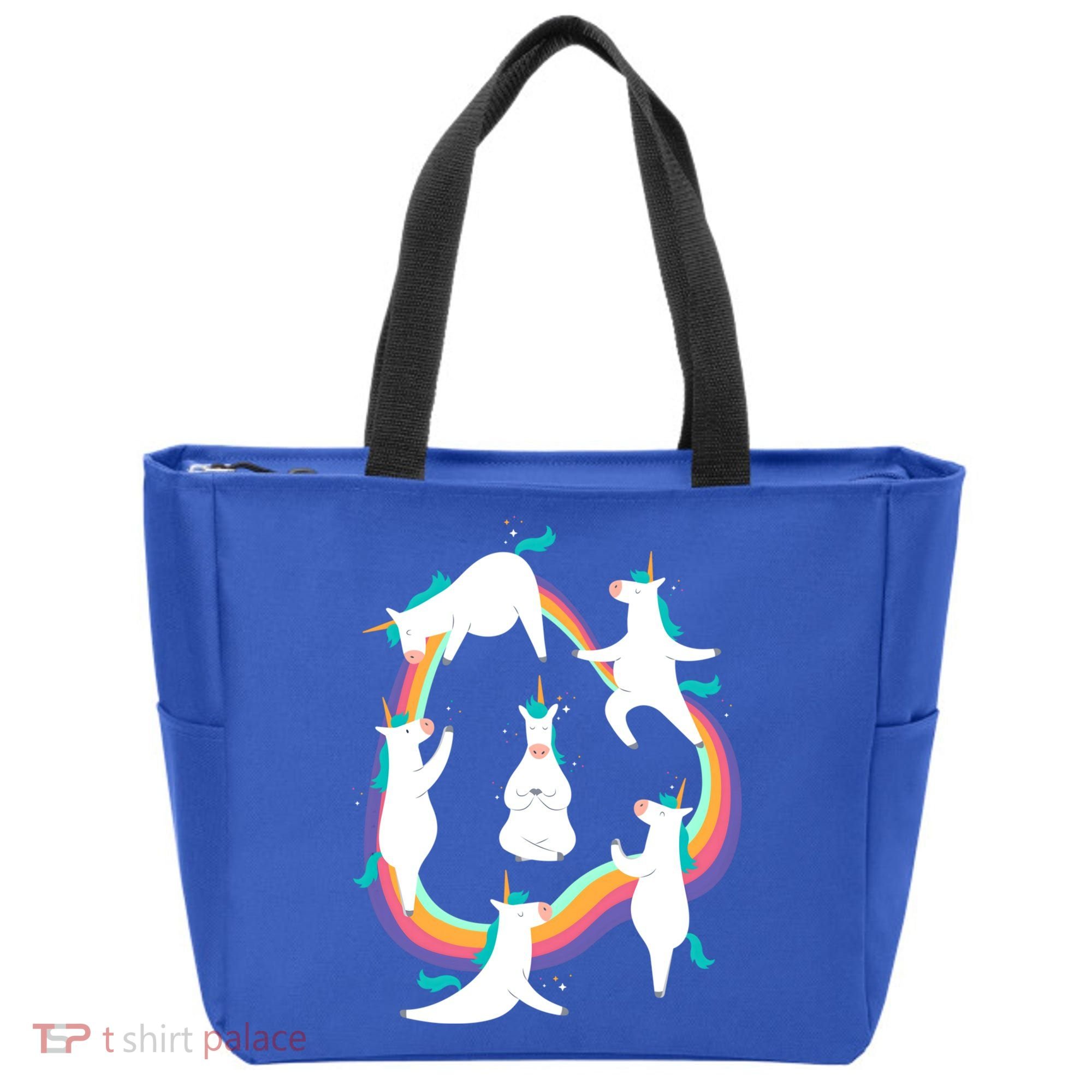 Unicorn Yoga Sun Salutation Poses Rainbow Meme Gift Tote Bag