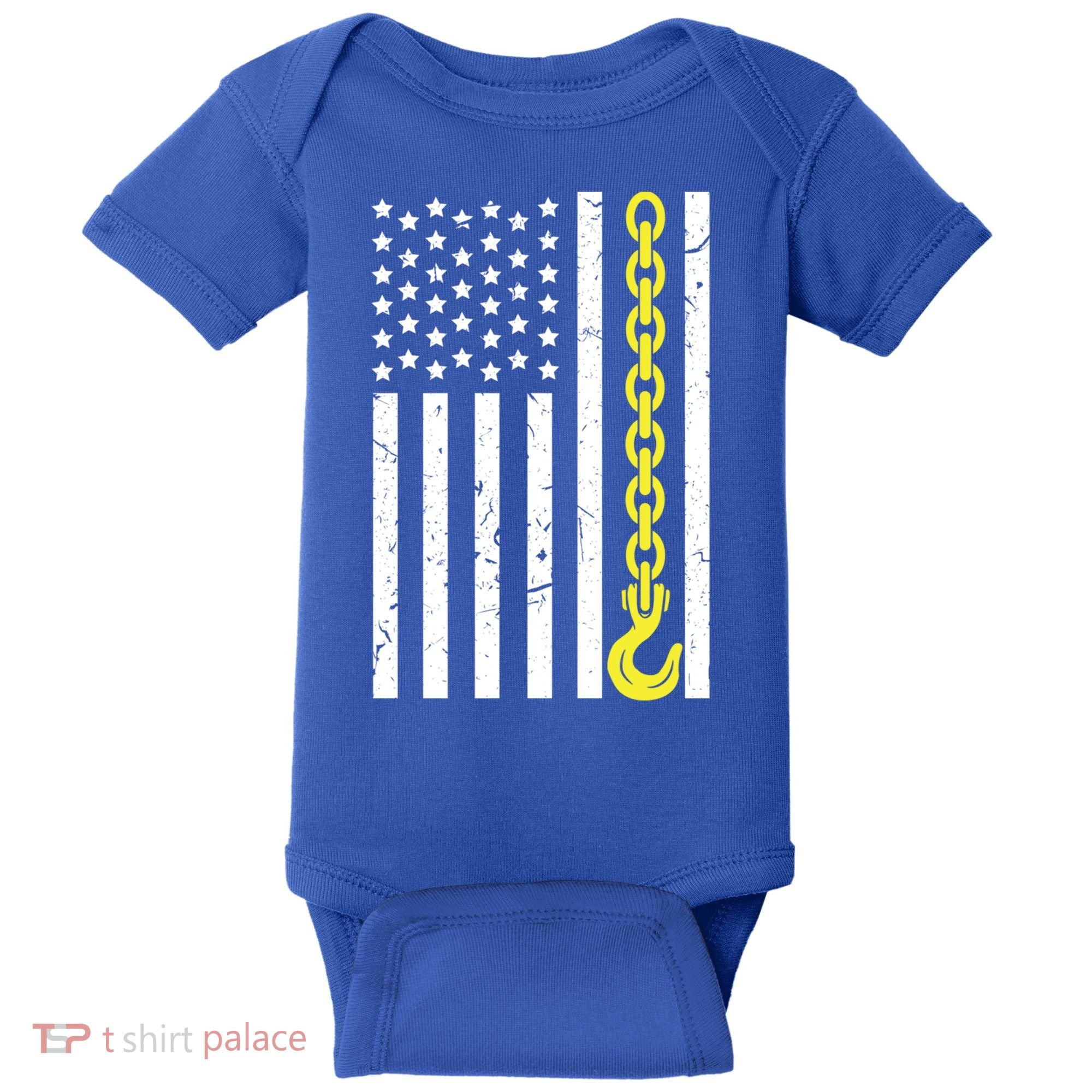 Usa Yellow Thin Line Hook Tow Truck American Driver Gift Baby Bodysuit
