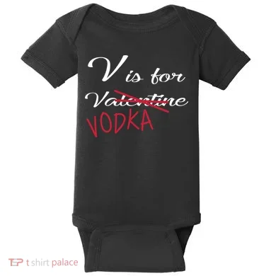 V Is For Valentine Vodka Baby Bodysuit