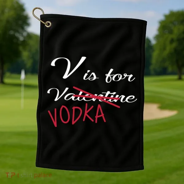 V Is For Valentine Vodka Golf Towel