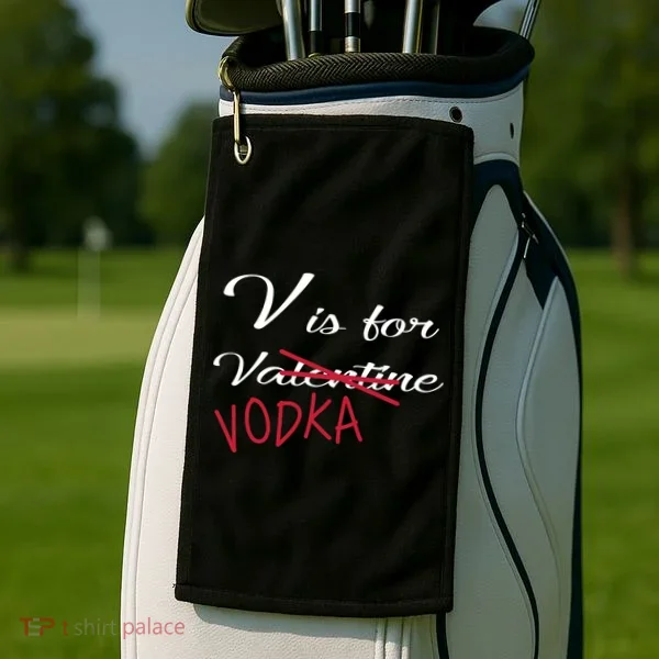 V Is For Valentine Vodka Golf Towel