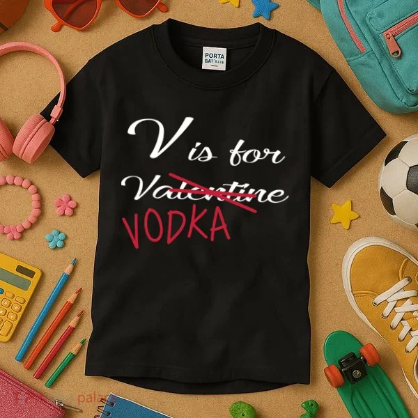 V Is For Valentine Vodka Kids T-Shirt