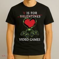 V Is For Video Games Anti Valentines T-Shirt thumb 3