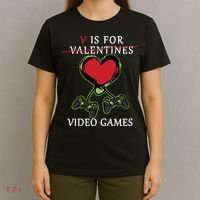 V Is For Video Games Anti Valentines T-Shirt thumb 4