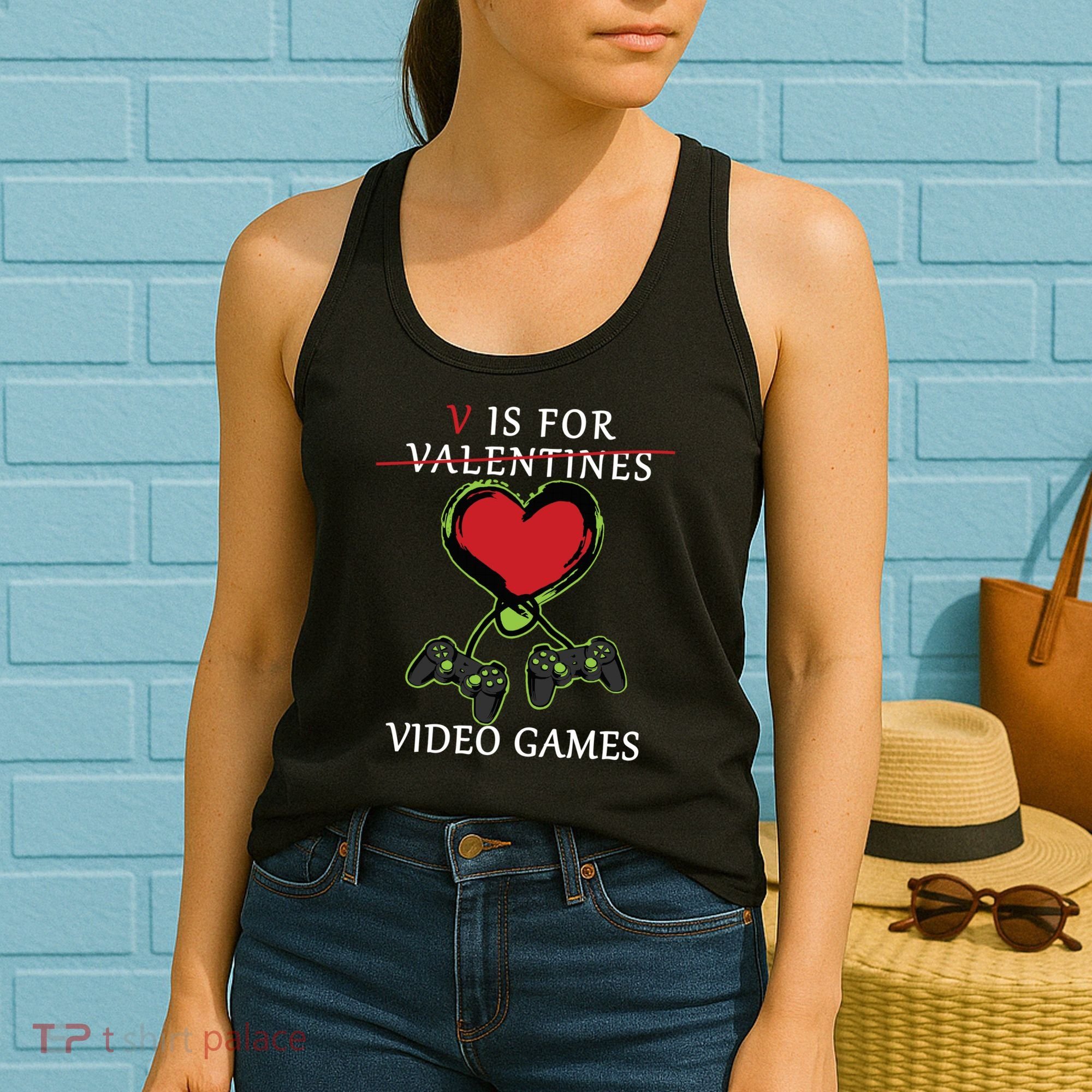 V Is For Video Games Anti Valentines Women's Tank Top