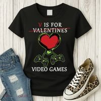 V Is For Video Games Anti Valentines Women's T-Shirt thumb 3