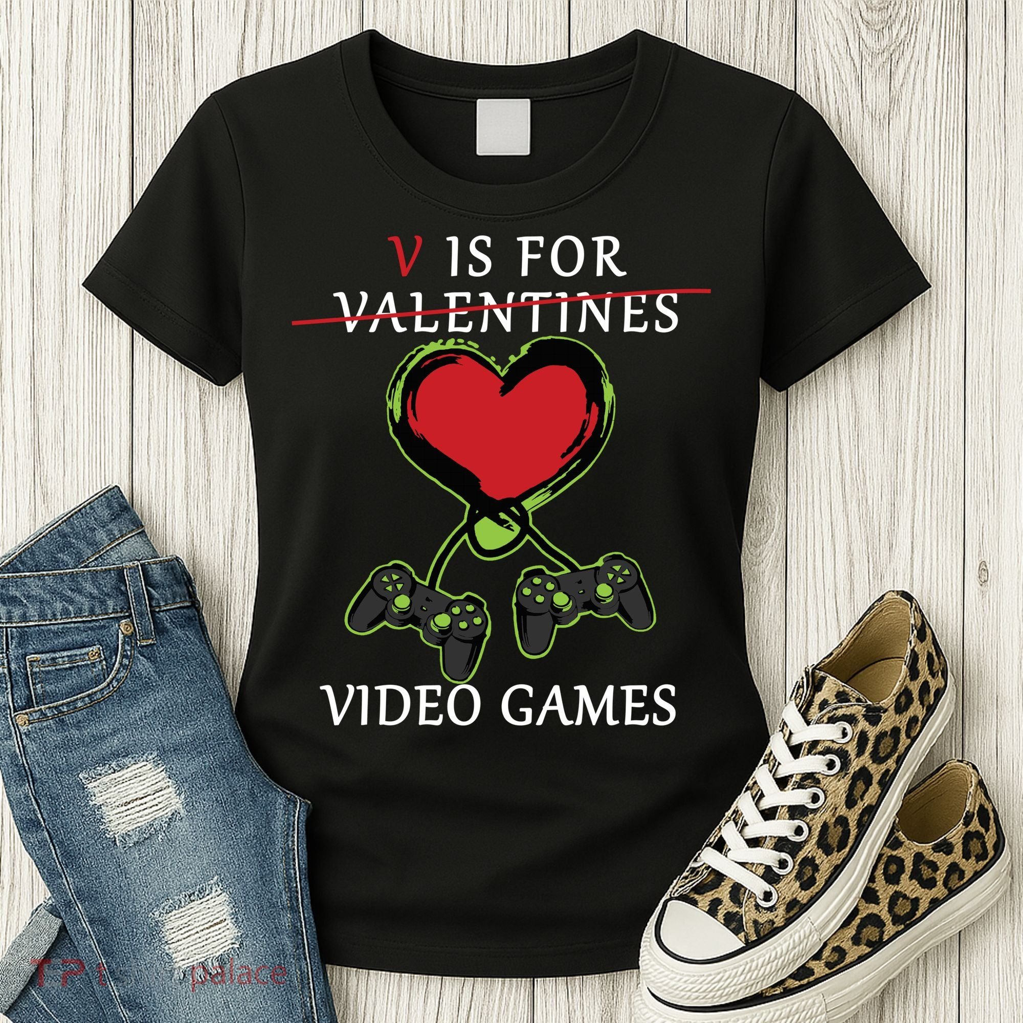V Is For Video Games Anti Valentines Women's T-Shirt