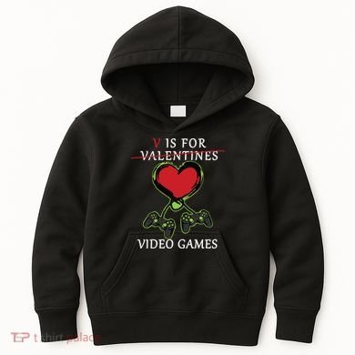 V Is For Video Games Anti Valentines Kids Hoodie