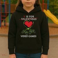 V Is For Video Games Anti Valentines Kids Hoodie thumb 3