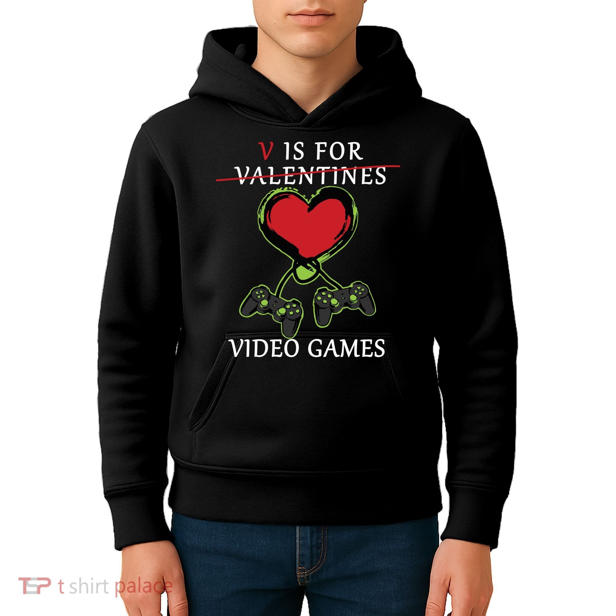 V Is For Video Games Anti Valentines Kids Hoodie