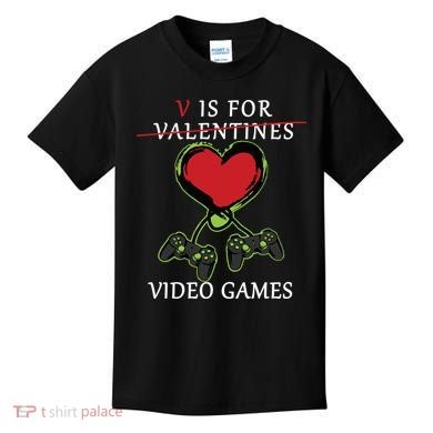 V Is For Video Games Anti Valentines Kids T-Shirt