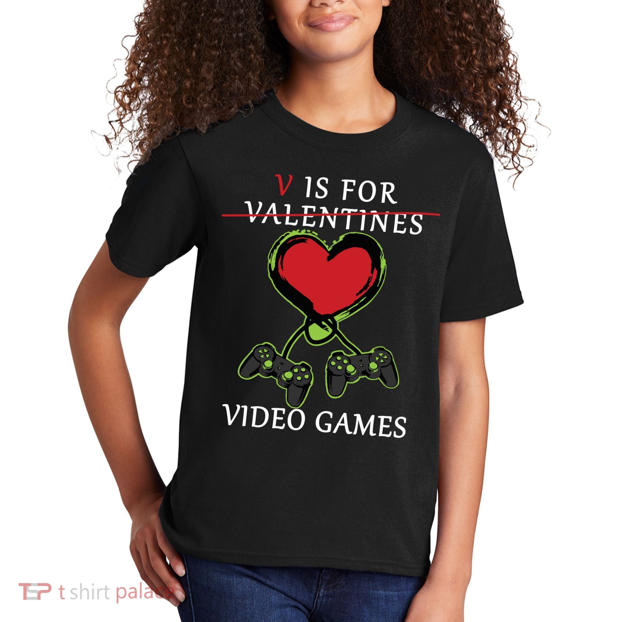V Is For Video Games Anti Valentines Kids T-Shirt