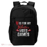 V Is For Video Games Funny Valentines Day Backpack thumb 0