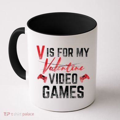 V Is For Video Games Funny Valentines Day Coffee Mug