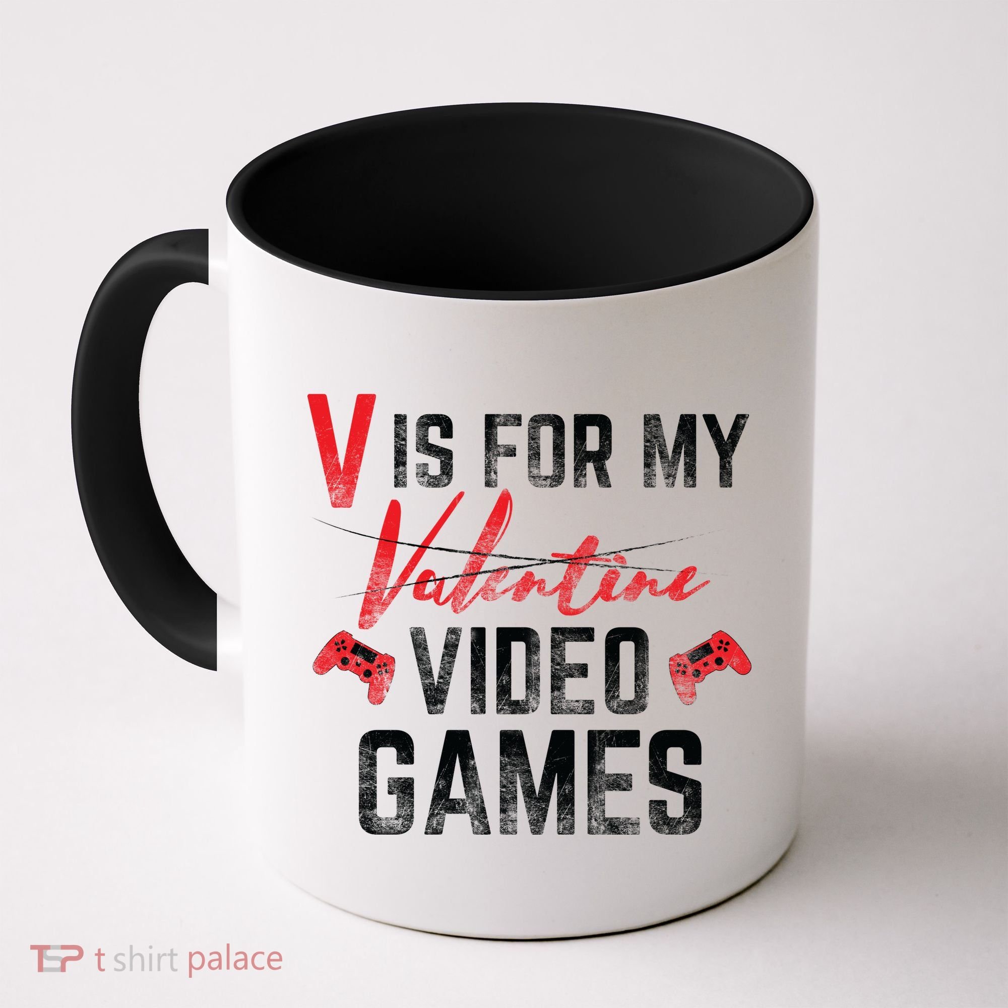 V Is For Video Games Funny Valentines Day Coffee Mug