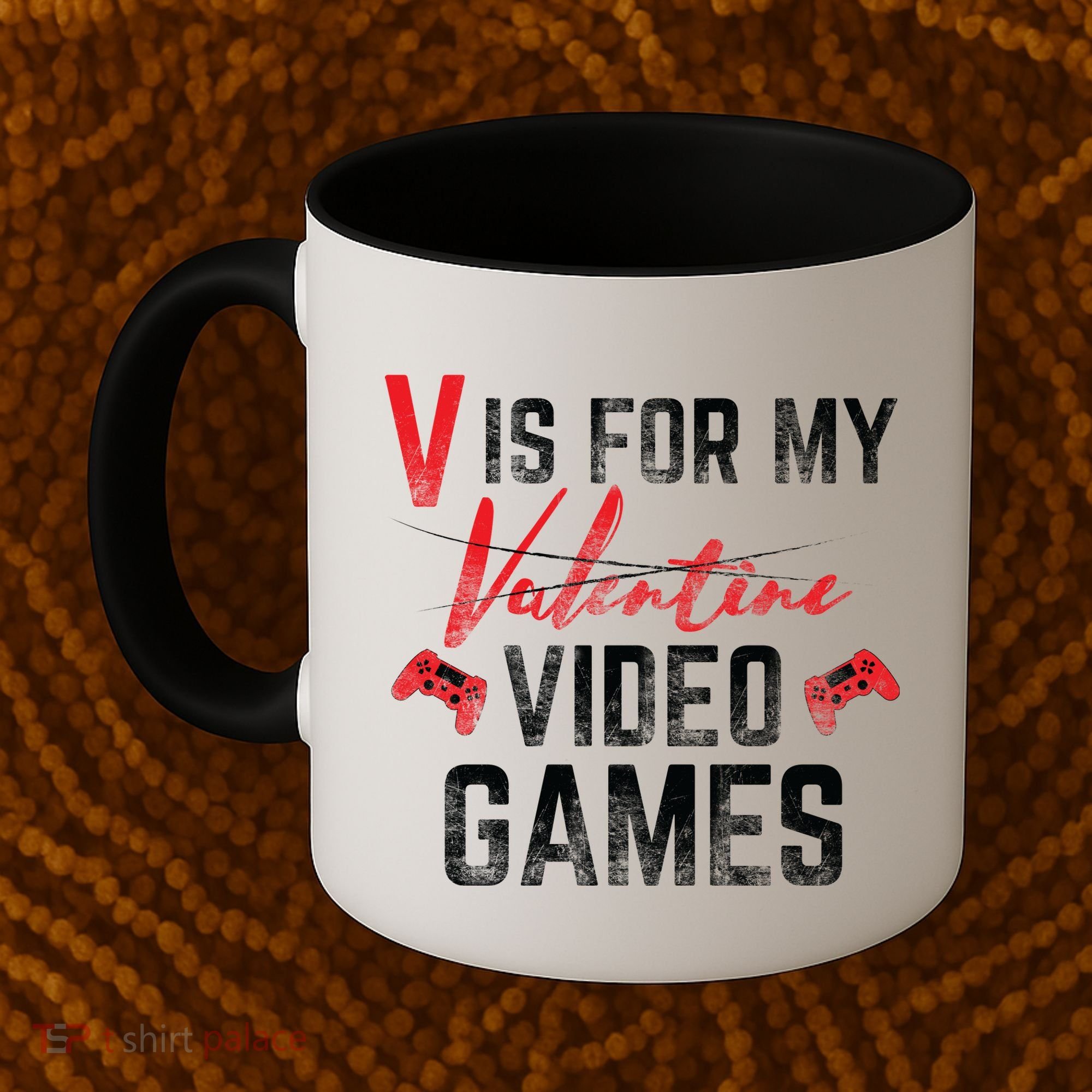V Is For Video Games Funny Valentines Day Coffee Mug