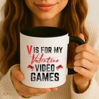 V Is For Video Games Funny Valentines Day Coffee Mug thumb 3
