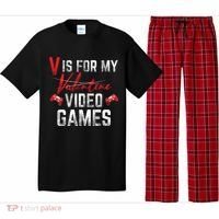 V Is For Video Games Funny Valentines Day Pajama Set thumb 0