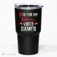 V Is For Video Games Funny Valentines Day Tumbler thumb 0