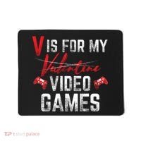 V Is For Video Games Funny Valentines Day Mousepad thumb 0