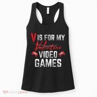 V Is For Video Games Funny Valentines Day Women's Tank Top thumb 0