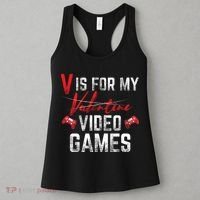 V Is For Video Games Funny Valentines Day Women's Tank Top thumb 3