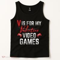 V Is For Video Games Funny Valentines Day Tank Top thumb 2