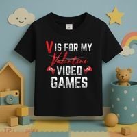 V Is For Video Games Funny Valentines Day Toddler T-Shirt thumb 3