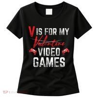 V Is For Video Games Funny Valentines Day Women's T-Shirt thumb 0