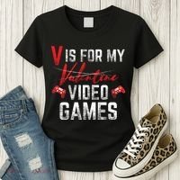 V Is For Video Games Funny Valentines Day Women's T-Shirt thumb 3
