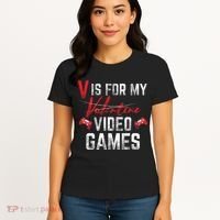 V Is For Video Games Funny Valentines Day Women's T-Shirt thumb 4
