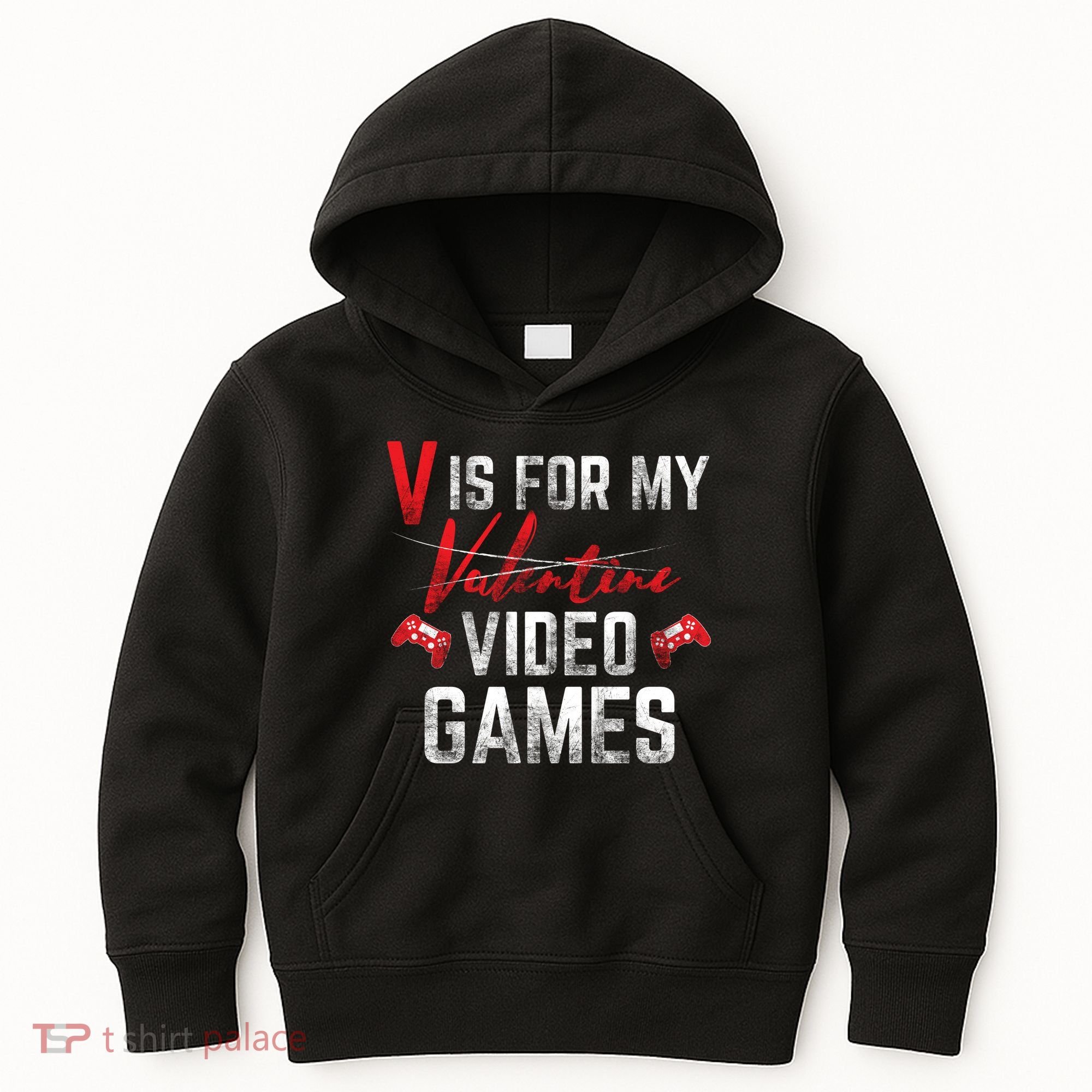 V Is For Video Games Funny Valentines Day Kids Hoodie