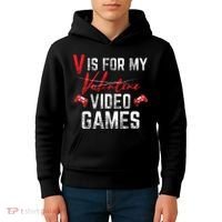 V Is For Video Games Funny Valentines Day Kids Hoodie thumb 4